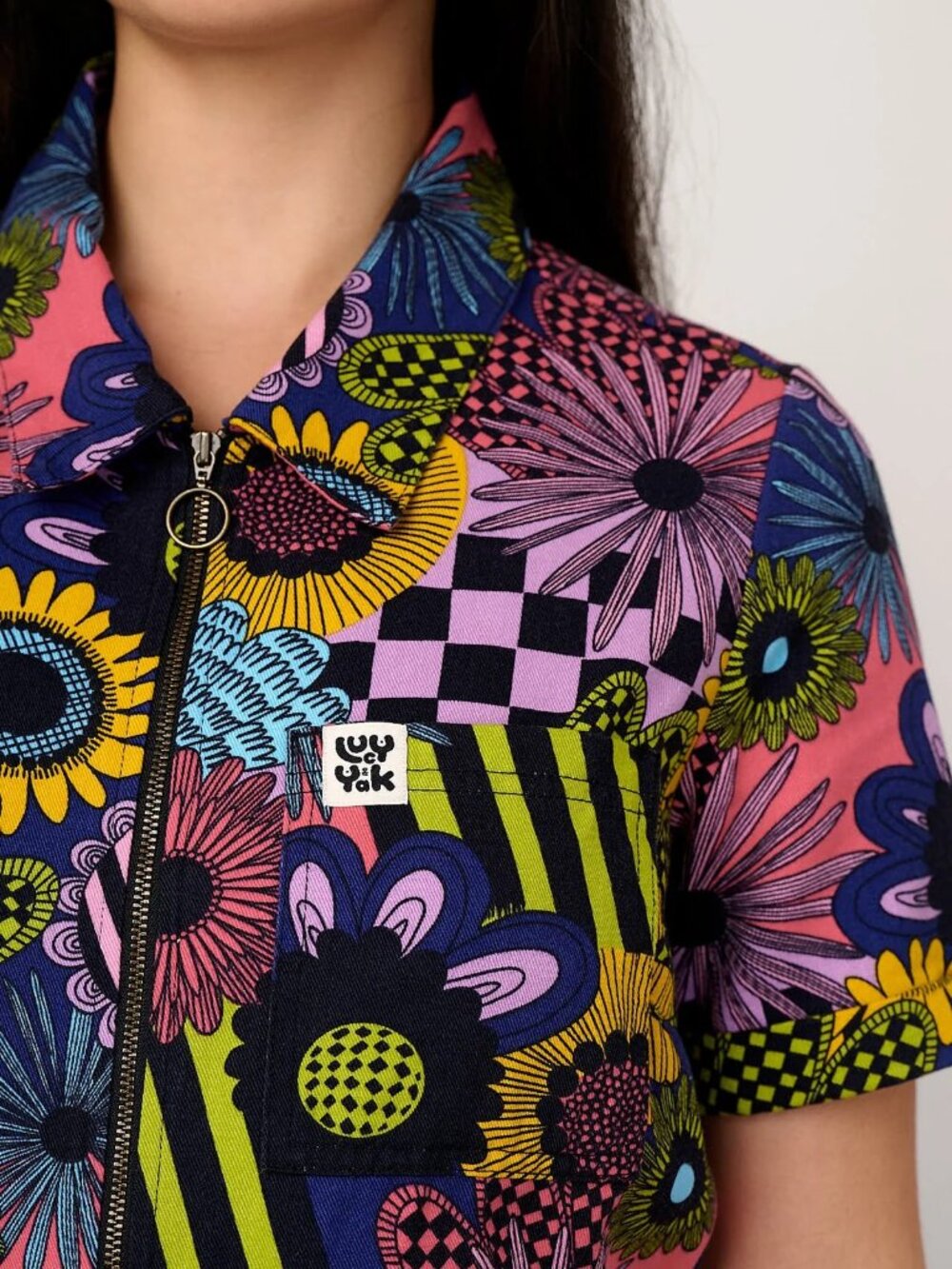 Lucy & Yak L.E. Ragan Jumpsuit Dreams Over Reality Print UK 8 / US 4, Petite